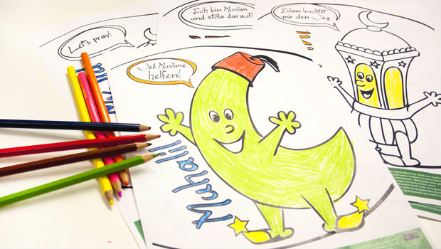 Muhalil und seine muslimischen Freunde als Ausmalbilder von grünebanane.de