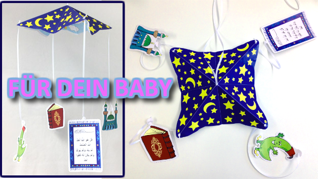Ein muslimisches Mobilee ist eine Dekoration für das Babybett