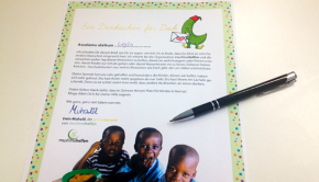 Ein Brief um kleinen Spendern danke zu sagen für ihre Hilfe für Waisen und andere Kinder in Not