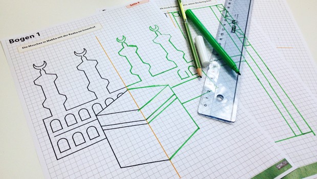 Rätselbilder um Spiegelachsen und Symmetrie zu üben - für den Mathematik- und Islamunterricht